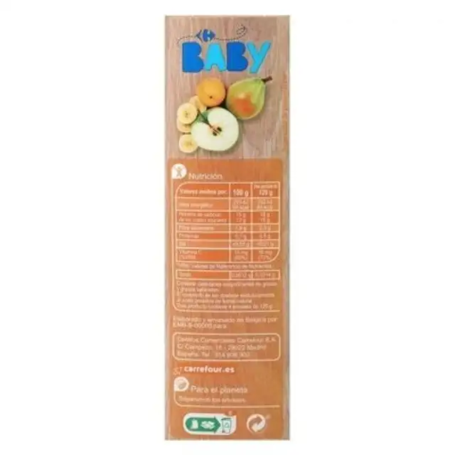 Pouch multifrutas nutrition facts table