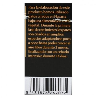 Foie Gras Entero De Pato nutrition facts table
