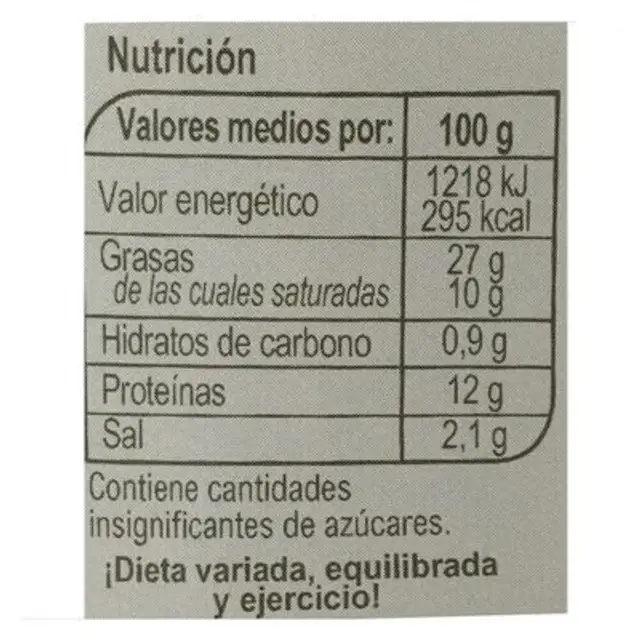 Paté finas hierbas nutrition facts table