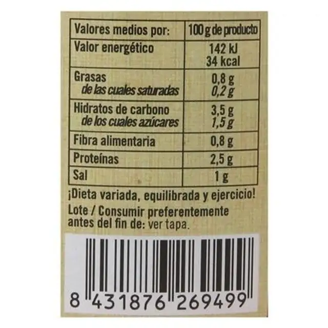 Pimiento del bierzo nutrition facts table