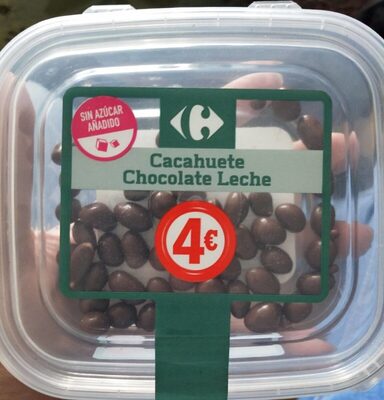 Cacahuetes con chocolate con leche sin azúcares añadidos front packaging