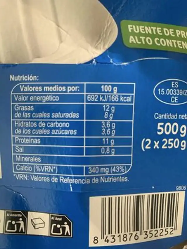 Queso fresco clasico nutrition facts table