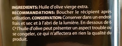 Huile d'Olive Vierge Extra ingredients label