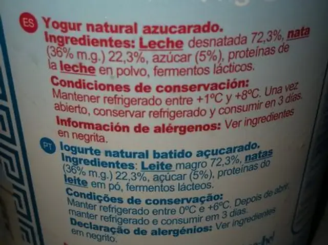 Yogur estilo griego ingredients label
