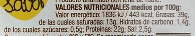 Chorizo extra picante nutrition facts table