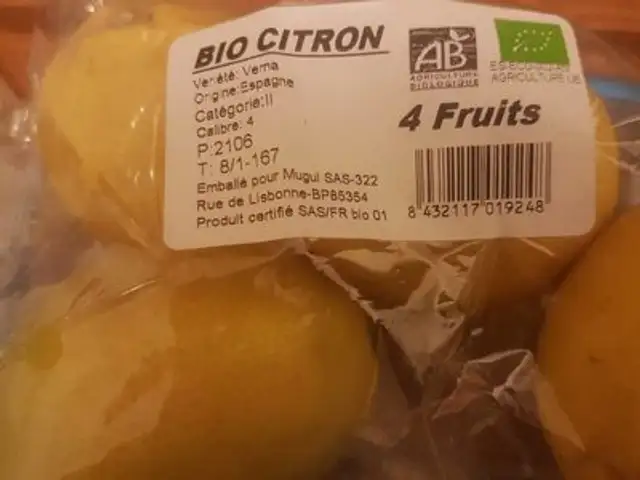 Citron bio nutrition facts table