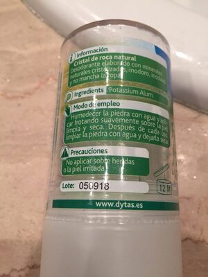 Piedra de alumbre nutrition facts table