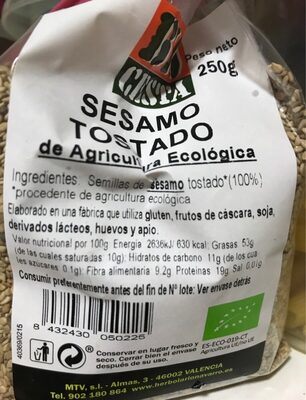Sésamo tostado front packaging