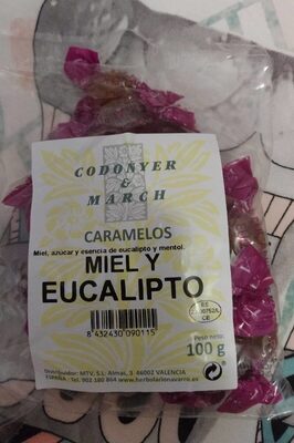 Caramelos de miel y eucalipto front packaging