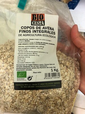 Copos de avena finos integrales