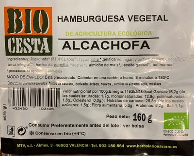 Hamburguesa vegetal alcachofa
