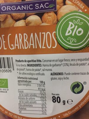 Chips de garbanzos front packaging