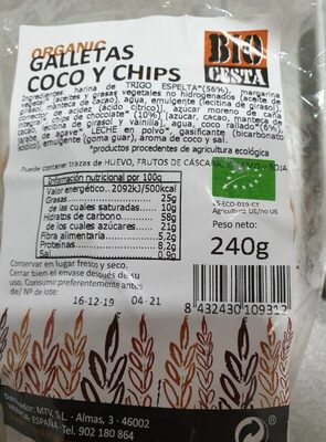 Galletas coco y chips