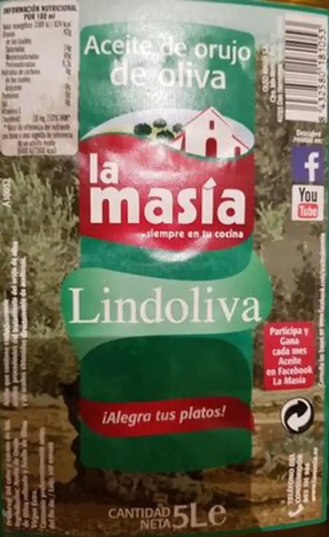 La Masia Sansa Olivenolie ingredients label