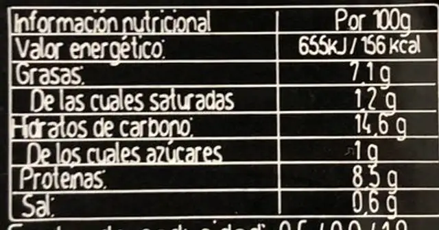 Superplato proteico con pollo nutrition facts table