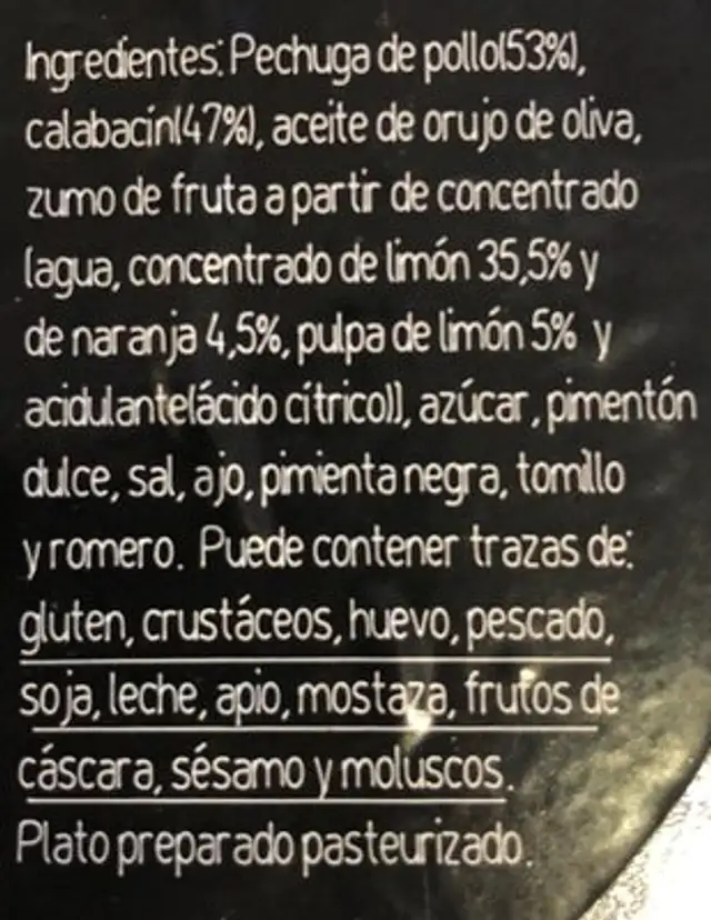 Tian ingredients label