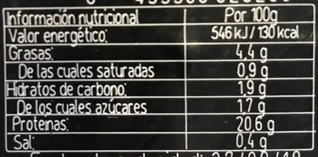 Tian nutrition facts table