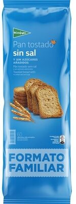 Pan tostado sin sal ni azúcar rebanadas front packaging