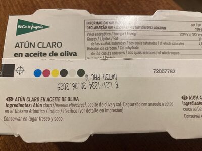 Atún claro aceite de oliva ingredients label