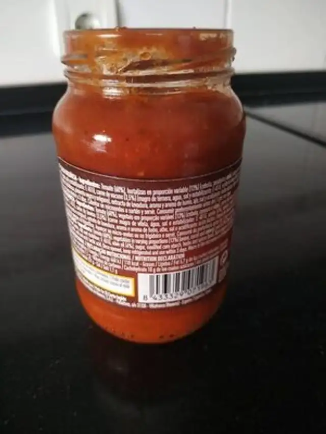 Salsa boloñesa ingredients label