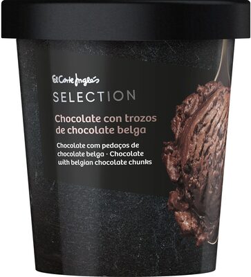 Helado de chocolate con trozos de chocolate belga tarrina