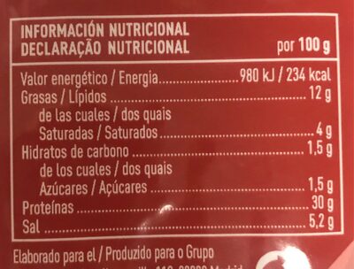 Taquitos de jamón curado reserva curación mínima meses front packaging