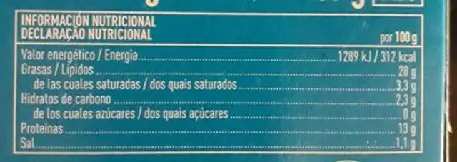 Mejillones en escabeche nutrition facts table