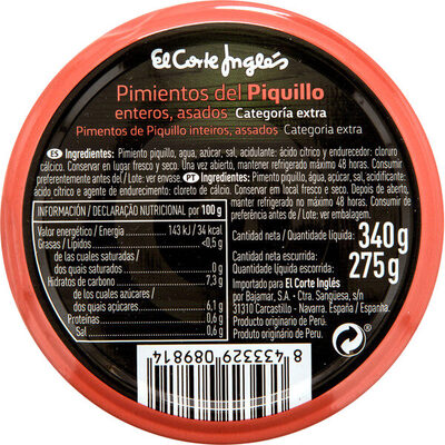 Pimientos del piquillo enteros asados