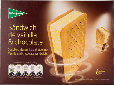 Sándwich de helado de vainilla y chocolate