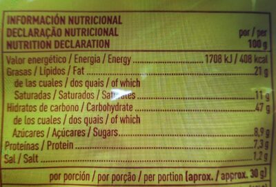Croissant con mantequilla nutrition facts table