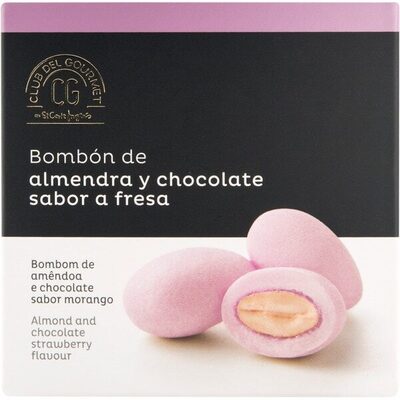 Bombón de almendra y chocolate sabor fresa
