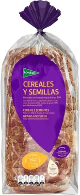 Pan de molde cereales y semillas front packaging