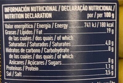 Aceitunas manzanilla enteras nutrition facts table