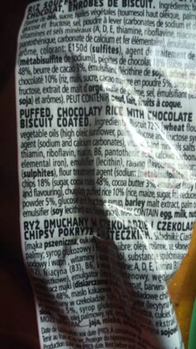 Choco Flakes 50G Breakfast Cereals ingredients label
