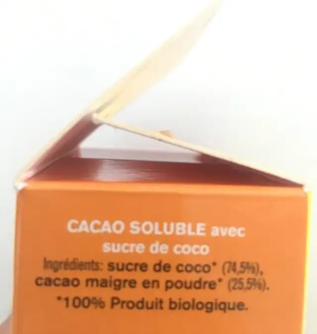 CocoCao ingredients label