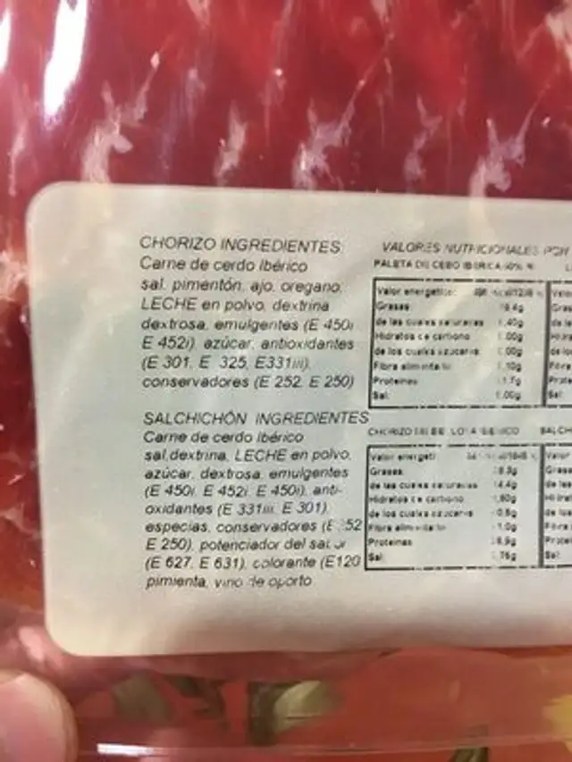 Cerezo ingredients label