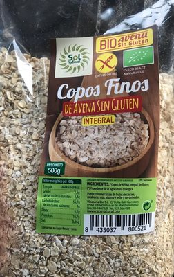 Copos fino  de Avena sin gluten front packaging