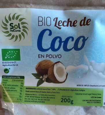 Bio leche de coco en polvo