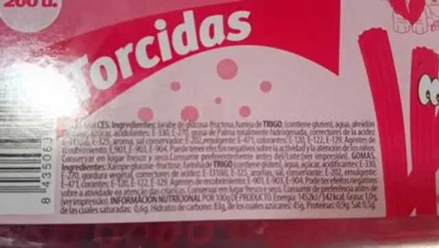 KR Torcida Fresa 200 Und. nutrition facts table