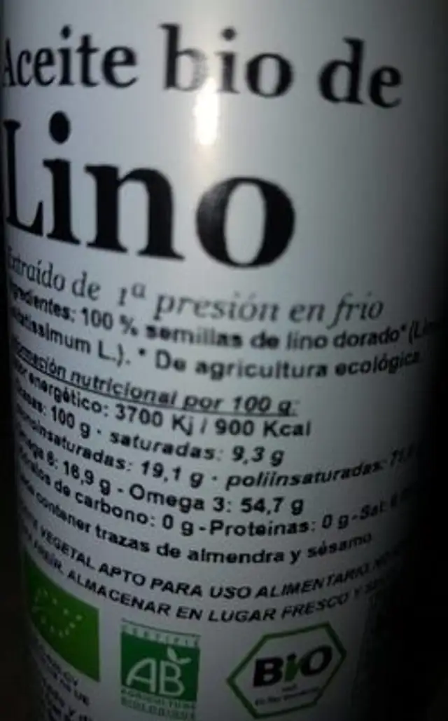 Aceite bio de lino nutrition facts table