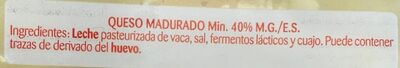 Queso Edam ingredients label