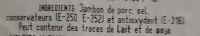 Jambon fumé ingredients label