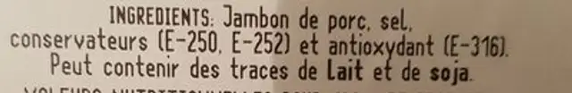 Jambon Serrano ingredients label