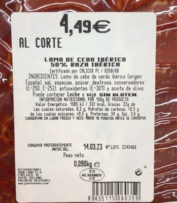 Lomo de cerdo ibérico 50% raza ibérica