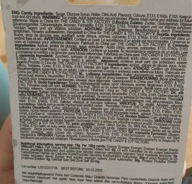 Bpop tongue ingredients label