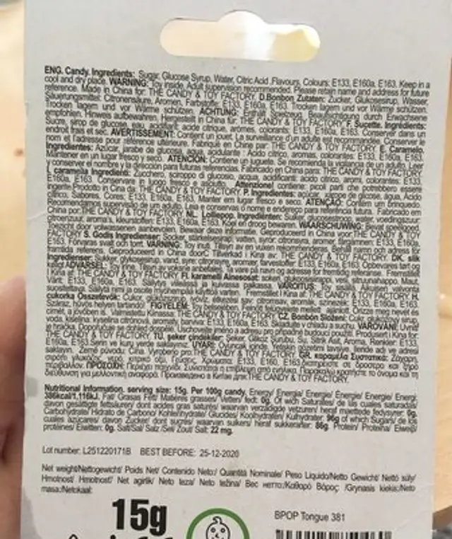 Bpop tongue nutrition facts table