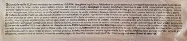 Glace ichoc ingredients label