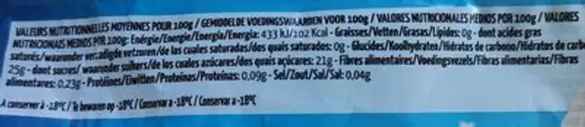 PAF Orange Fraise Ananas Citron nutrition facts table