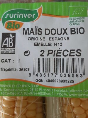 Mais doux nutrition facts table