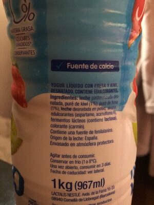 Sveltesse - Duo fresa y kiwi 0% ingredients label